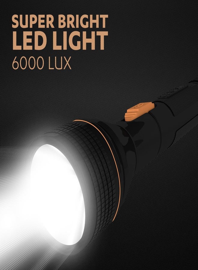 دوراسيل مصباح يدوي LED من دوراسيل، فائق السطوع، 6000 لوكس، تصميم خفيف الوزن وسهل الحمل، عاكس كبير، للاستخدام اليومي، يعمل ببطاريتين AA مجاناً، أسود - Image 2